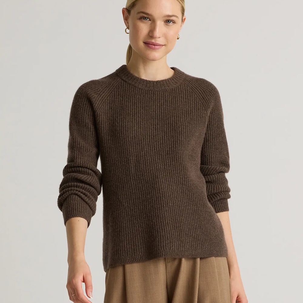 Quince Mongolian Cashmere Fisherman Crewneck Sweater